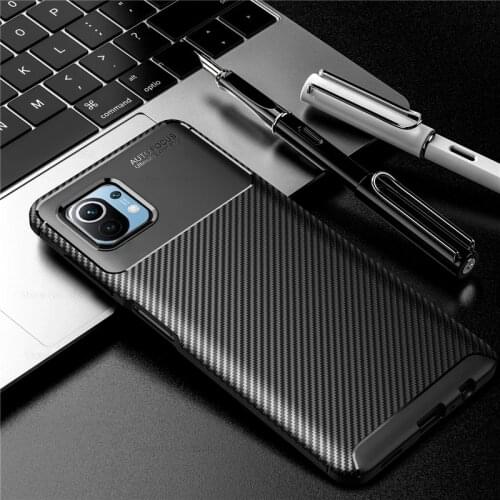 For Xiaomi Mi11 Xiaomi11 Case Carbon fiber tpu soft Bumper silicone phone cover case for xiaomi mi11 mi 11 5G shockproof coque
