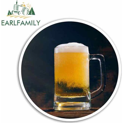 EARLFAMILY 13cm x 12.9cm for Cool Beer Car Stickers JDM Vinyl Air Conditioner RV VAN Fine Decal Car Accessories Graphics