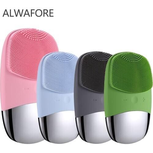 Electric Facial Cleansing Brush Silicone Sonic Face Cleaner Motor Ultrasonic Cleaning Intelligent Facial Cleansing Massage Tool