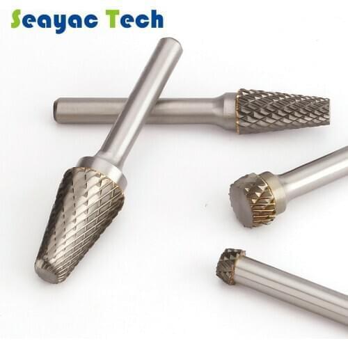 Conical Flat Head Hard Tungsten Steel wood Carving Tool Grinding Head Milling Cutter S-shaped Rotating Cutter
