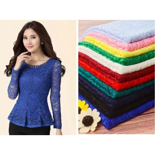 LASUI Stretch lace High - quality 3D embroidery hollow heavy water - soluble lace fabric Slim version of the dress 11colors