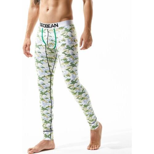 Mens long underwear Thin youth cotton keeps warm in autumn and winter Warm leggings Mens camouflage long pants winter men