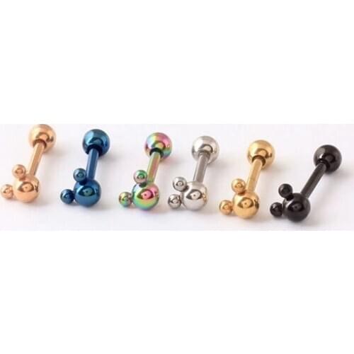 2PCS Mini Micky Mouse Conch Rook Lobe Tragus Stud New Rose Cartilage Earring Helix Piercing Jewelry