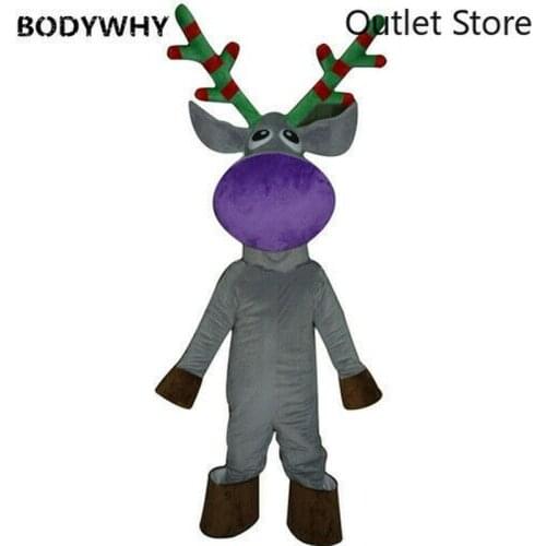 Cartoon Reindeer Mascot Costume Christmas Deer Cosplay Party Clothing Carnival Christmas Halloween Birthday Party Ad Opening