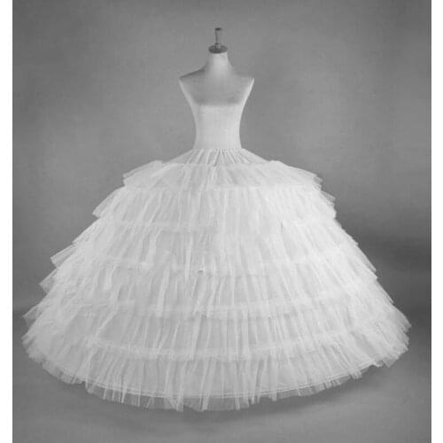New 6 Hoops Big White Quinceanera Dress Petticoat Super Fluffy Crinoline Slip Underskirt For Wedding Ball Gown
