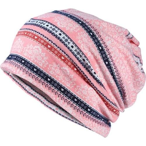 2021 Cotton Autumn winter Skullies cap beanie hat geometric print turban Hat scarf dual use for Men and Women 78