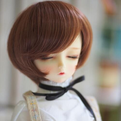 BJD doll wig is suitable for 1/3 1/4 1/6 size hot silk handsome men and women with short hair brown Bob doll accessories