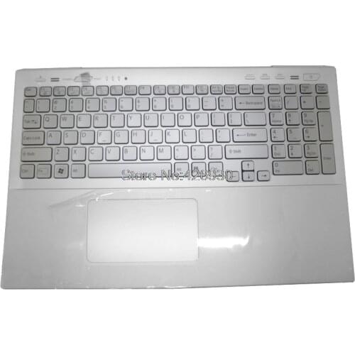 Laptop Palmrest For SONY For VAIO SVS15 Series white with Touchpad with silver backlit English US keyboard upper case new