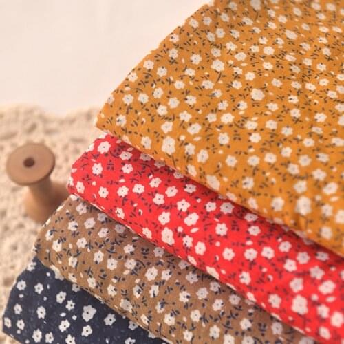 Half Meter Retro Little Flower Thin Cotton Linen Fabric For Dress Shirt Children Cloth Table Cloth Sewing Material A165