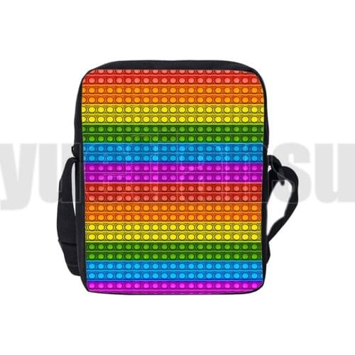 POP It Messenger Bags Cartoon Handbags Zipper Crossbody Bags for Teenager 3D Print Family Games Rainbow POP Fidget Shoulder Bag