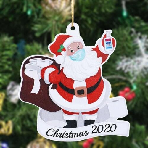 Christmas Ornaments Santa Wearing A Face Mask Christmas Tree Decorations Hanging Pendant Decor Xmas Gift