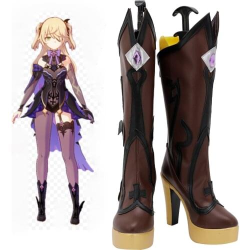 Genshin Impact Fischl Cosplay Boots High Heel Shoes Custom Made for Halloween Party Cosplay