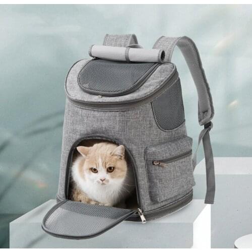 Foldable Mesh Pet Bag Cat Carrier Backpack Bag Breathable Dog Cat Large Capacity Outdoor Travel Carrier Double Shoulder Bag Pet