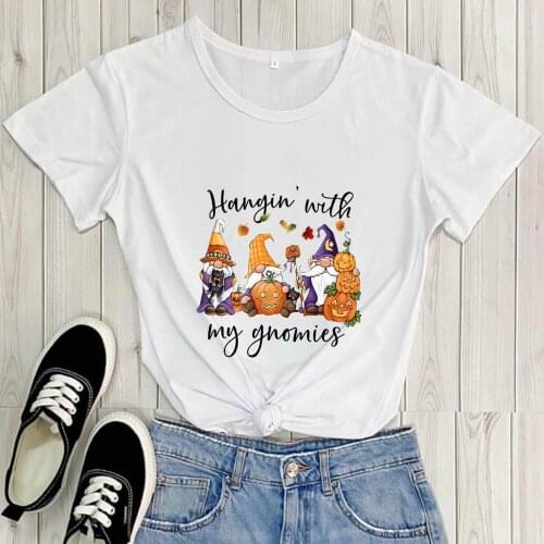 My Gnomies with Pumpkin Colored Print 100%Cotton Funny T Shirt Thanksgiving Shirts Christmas Shirt Holiday Gift Dropshipping