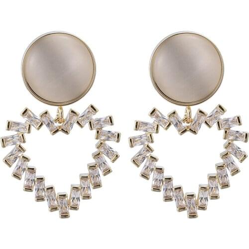 ONYSS 2021 Earrings Trend For Women Heart 3A Zircon Opal Shape Drop Cross 14k Gold Plated Luxury Jewelry Earrings