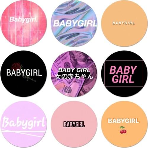 Babygirl baby bad girl Icons Pins Badge Decoration Brooches Metal Badges For Clothes Backpack Decoration 58mm