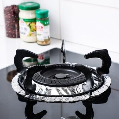 10pcs Round Aluminum Foil High Temperature Resistant Cleaning Pad Oil Dirt Proof Easy To Clean Kitchen Gas Stove Cushion Tin