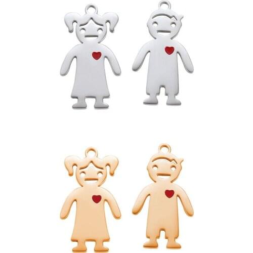 100% Stainless Steel Boy & Girl Blank Charm For Engrave Rose Gold/Silver Color Metal Kids Family Tag Mirror Polished 10pcs