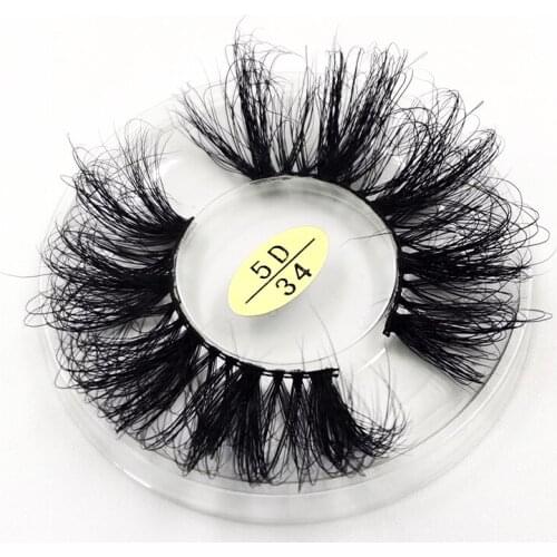 25mm 5D 34 Real Fluffy Soft Long Mink Lashes Wispy Volume Natural Long Strip Eyelashes Cross False Makeup Eyelashes Eye Lashes