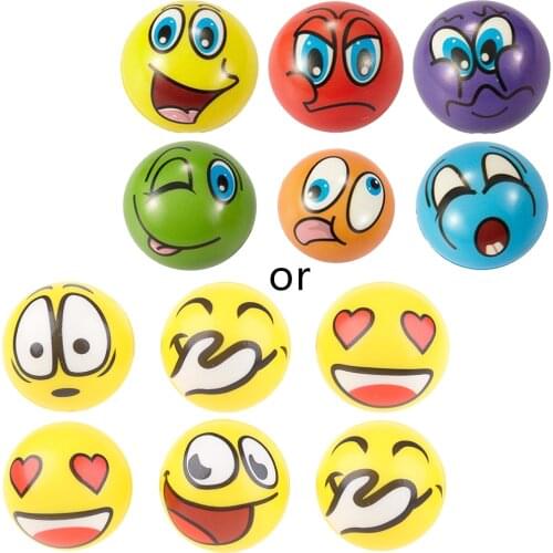 6 Pcs 6.3cm Soft PU Cartoon Grimace Smiley Face Squeeze Balls Stress Relief Ball Toys Party Favors for Kids