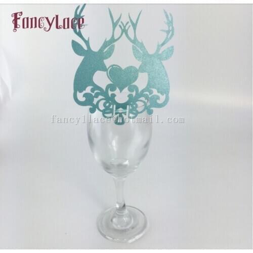 Diy Laser Cut Pearl Paper Deer Place Name Cards Christmas Party Wine Glass Card New Year Party Decorations 60pcs Free Shipping