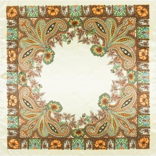 90cm*90cm 2017 Big Size Silk Square Scarf Women Fashion Brand High Quality Cashew Scarves Shawl Muslim Headscarf Hijab Foulard