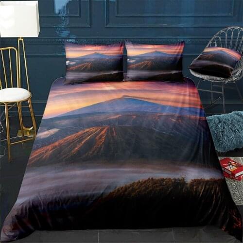 A Foggy View Of A Volcano Quilt Cover Pillowcase 3Piece Comforter Bedding Set With Pillow Case Single Double Duvet Cover