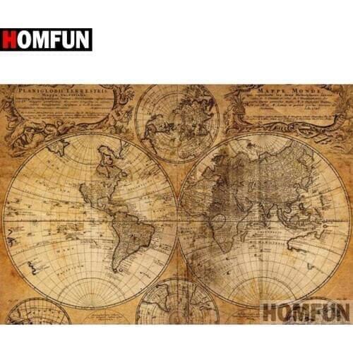 HOMFUN Full Square/Round Drill 5D DIY Diamond Painting "World map scenery" 3D Diamond Embroidery Cross Stitch Home Decor A19464