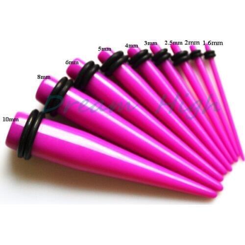 Free Shipping Purple Colour Ear Piercing Taper Stretcher Plug Earring Stretching Expander Expanding Kit Set Style Promotion Gift