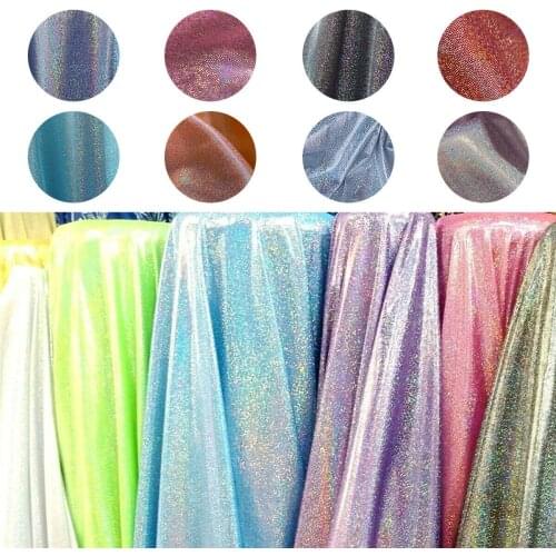 Glitter Hologram Polyester Fabric Laser Iridescent Party Dress Tshirt Clothing Wedding Background Decor Material 150cm Wide DIY