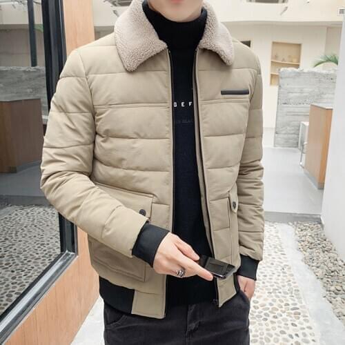 HCXY brand mens coats and jackets new fashion lapel fur collar jacket winter parka male handsome warm coat for men
