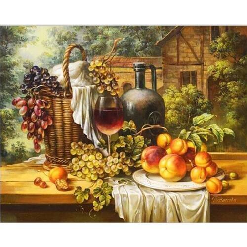 Restaurant decoration, fruit painting Needlework 14CT Canvas Unprinted Handmade Embroidery Cross Stitch Kits DIY Home Decor