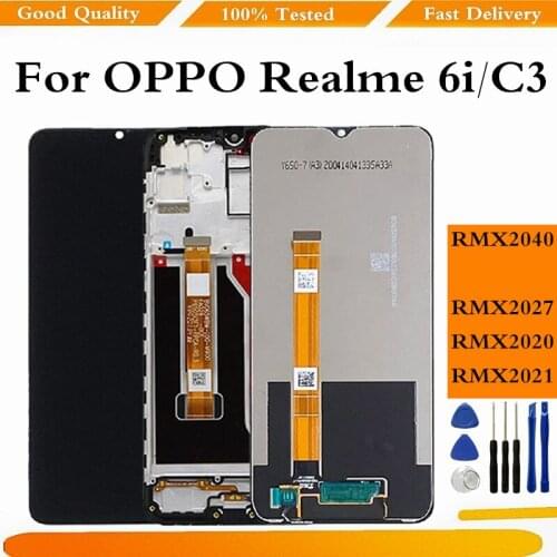 For OPPO Realme 6i RMX2040 LCD Display Touch Screen Digitizer Assembly Replacement For Realme C3 RMX2027 Display