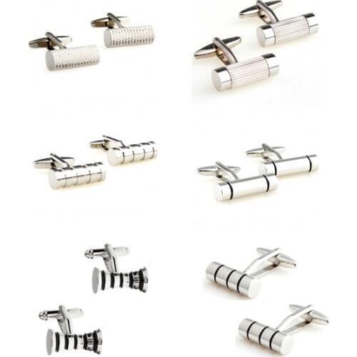 Hot Sale Cylinder Metal Black Enamel Cufflink Cuff Link Free Shipping
