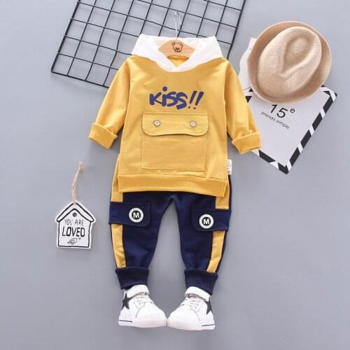 IENENS Baby Clothes Sets Boys Long Sleeves Outfits Clothing Kids Casual Cotton Tracksuits Long Sleeves Letter Hoodie + Trousers