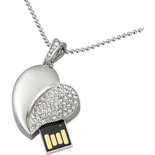 J-boxing Crystal Heart 64GB USB Flash 32GB Pendrive 8GB 16GB USB Stick Memory Stick for Computer Laptop Mac Tablet Flash Disk
