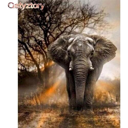Painting By Numbers Kids Elephant Acrylic Paint Decoration Bedroom Adult Photo Frames For Picture Canvas Art GATYZTORY DIY kit