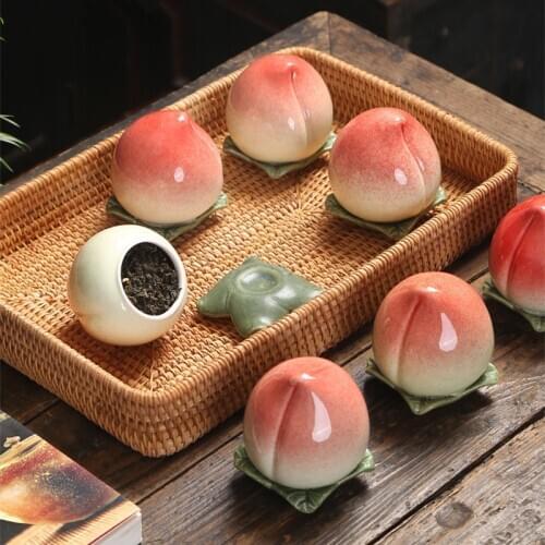 Ceramic Peach Tea Caddy Candy Box