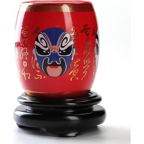 Ceramic Pen Holder China Red and Yellow Beijing Opera National Essence