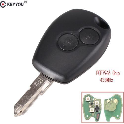 KEYYOU 2 Buttons Remote Car Key Case Shell 433MHz PCF7946 Transponder Chip For Renault Vivaro Movano Traffic Master NE73 Blade