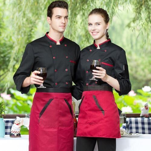 Chef Overalls Long-sleeved Hotel Restaurant Dining Kitchen Male Female Staff Work Wear Plus Size Fast Food Shop Cook Top H2054