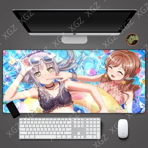 XGZ Black Lock Edge Cartoon Large Size Mouse Pad Anime Beach Girl Laptop PC Table Mat Big Chest Sister Rubber Non-slip Universal