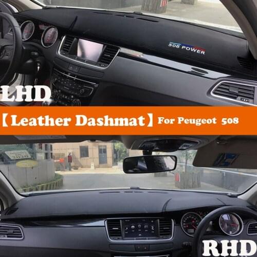 Leather Dashmat Accessories Car-Styling Dashboard Covers Pad Dash Mat Sunshade Carpet For Peugeot 508 508sw 508GT RXH 2010~2018