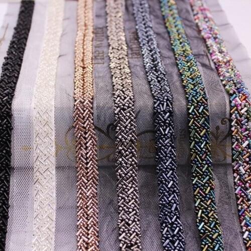 1Yards Beaded Lace Ribbon Tape Lace Fabric Trim Embroidery Collar Decoration Lace Fabric for Sewing Clothes Net Cord for Sewing