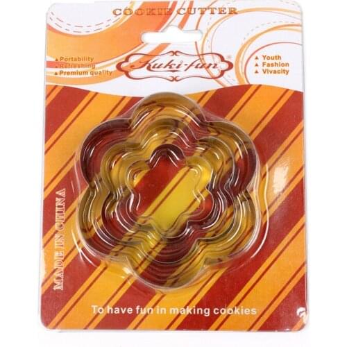 Plum-shaped 3-piece Set Cookie Cutter Stainless Steel Biscuit Knife Baking Fruit Cut Kitchen Tools Embossing Printing