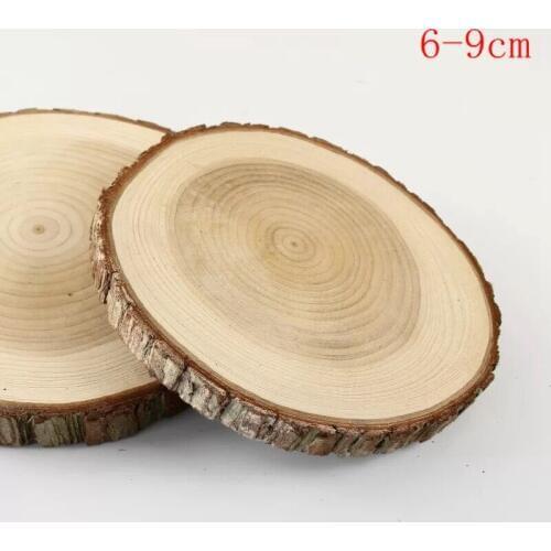 Unfinished Predrilled DIY Wooden Craft Natural Wood Slices With Tree Bark
