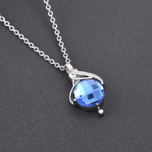 Sea Blue Tear Drop Memorial Jewelry Pendant Necklace ,Charm Water Drop Memorial Ash Keepsake Cremation Jewelry Women