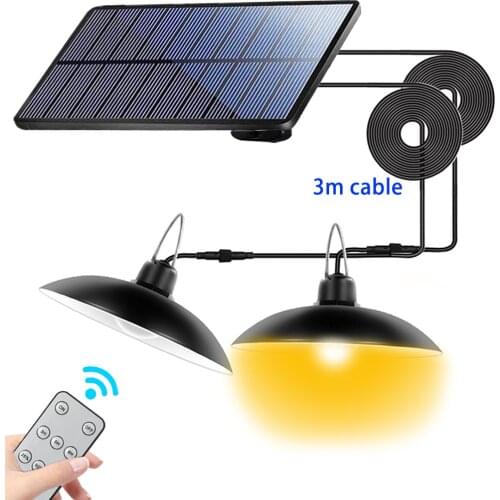 Led Solar Light Outdoor Indoor Solar Pendant Lamp With Remote Control IP65 Waterproof Shed Light For Patio Garden Yard