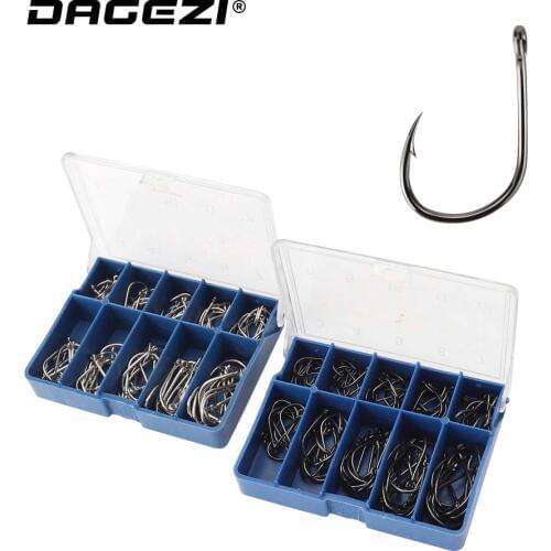 DAGEZI high carbon steel Fishing Hook 100pcs/lot #3/#4/#5/#6/#7/#8/#9/#10/#11/#12 Barbed hooks For carp Fishing Accessories
