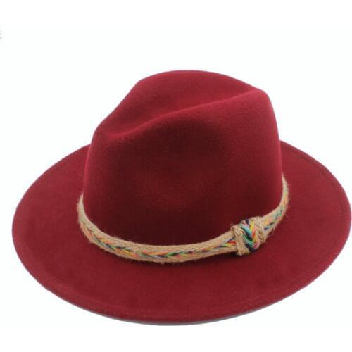 Wool Women Men Fedora Hat For Gentleman Lady Gothic Wide Brim Jazz Church Hats Godfather Sombrero Cap Size 56-58CM